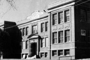 St. Mary’s High School, Waltham, MA, black & white photo.